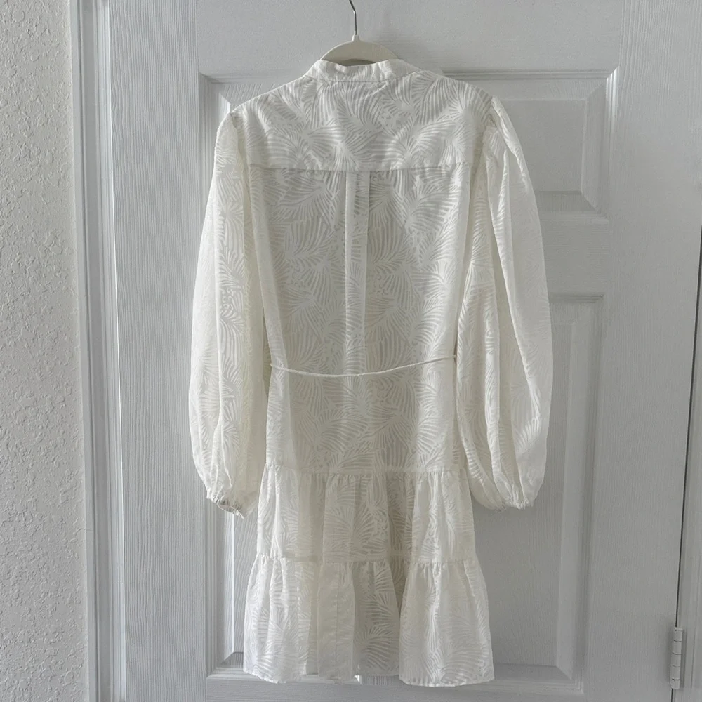 White Button-Front Babydoll Dress - Picture 3 of 3